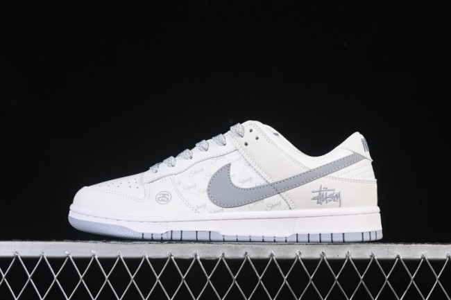 Nike SB Dunk Low Stussy Collaboration Print Grey Hook Anniversary Custom Low-Top Casual Skate Shoes - CS1688-125
