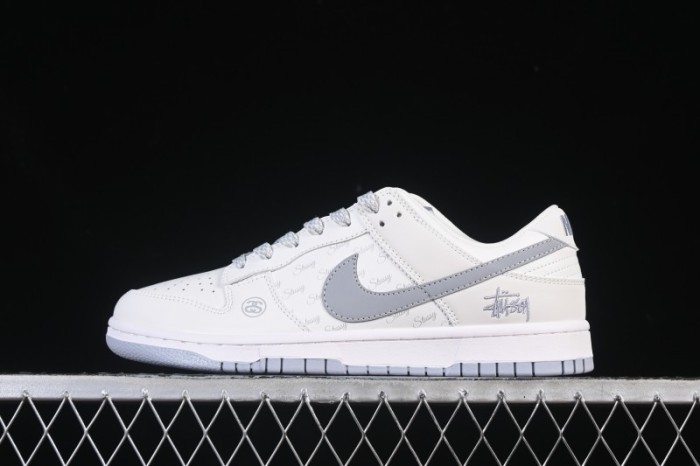 Nike SB Dunk Low Stussy Collaboration Print Grey Hook Anniversary Custom Low-Top Casual Skate Shoes - CS1688-125