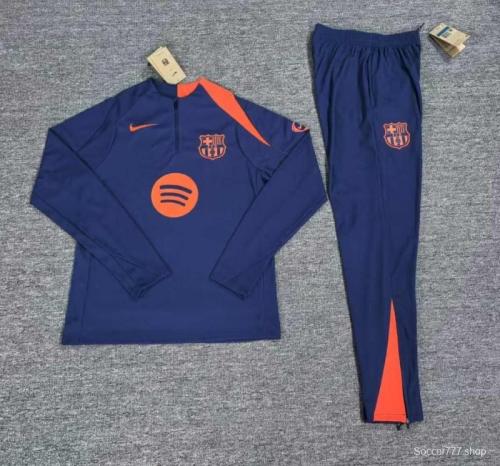 Player Version 25/26 Kids Barcelona Royal Blue T90 Half Zipper Jacket+Long Pants