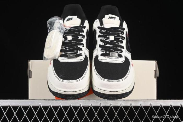 Nike Air Force 1'07 Low Black White Triple Swoosh Casual Sneakers - SC9207-537