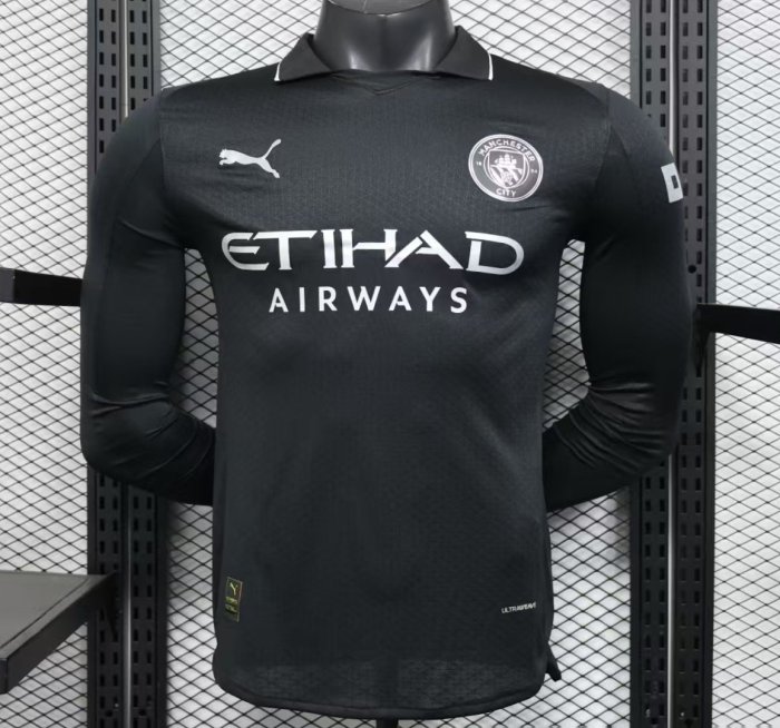 Player Version 25/26 Manchester City Away Long Sleeve Black Jersey
