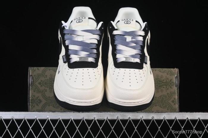 Nike Air Force 1 '07 Low Gucci Collaboration Off-White Black Canvas Hook Low-Top Casual Sneakers - XD2588-605