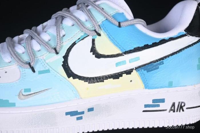 Nike Air Force 1'07 Low Hand-drawn Graffiti Electric Blue Tone Casual Sneakers - FB8917-300