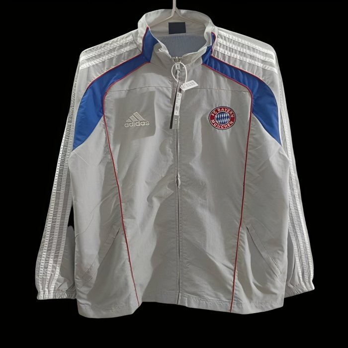25/26 Adidas FC Bayern Munich Vintage Track Jacket - Silver/Blue Classic Edition Windbreaker