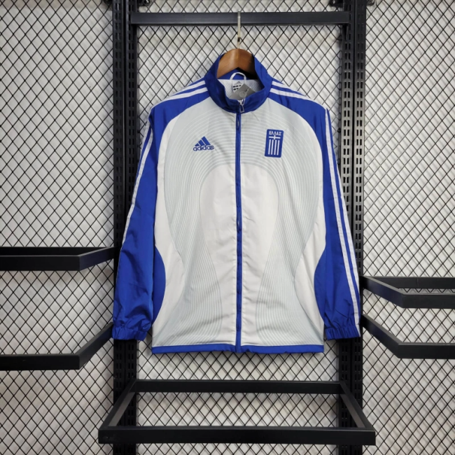 2025 Greece Jacket White/Blue Windbreaker