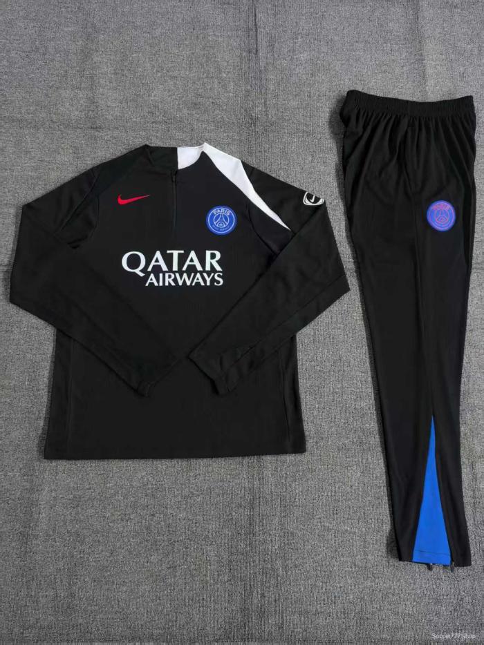 Player Version 25/26 Kids PSG Black T90 Half Zipper Jacket+Long Pants