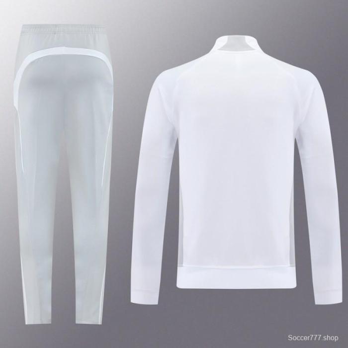 25/26 Real Madrid Grey/White Full Zipper Jacket + Long Pants