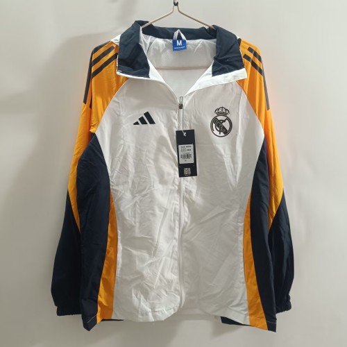 25/26 Real Madrid White Hooded Mid-length Jacket