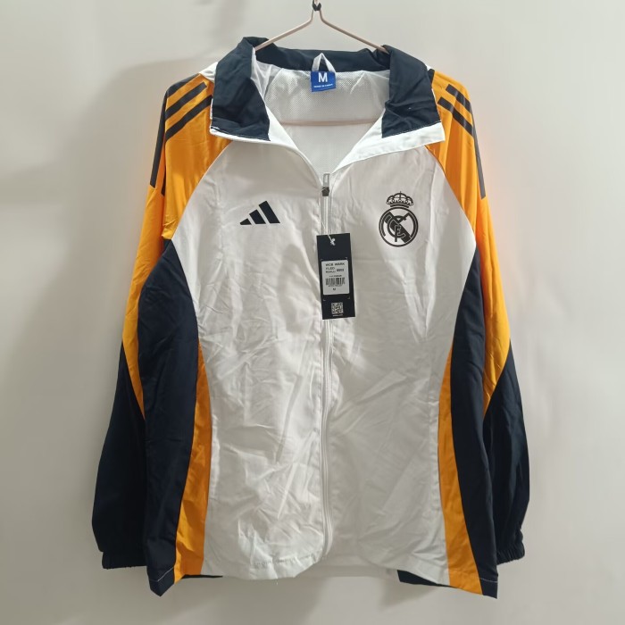 25/26 Real Madrid White Hooded Mid-length Jacket