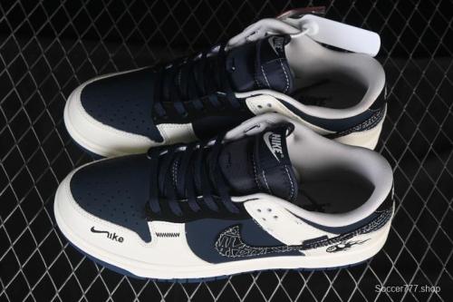 Nike SB Dunk Low Stussy Collaboration Light Grey Black 8th Anniversary Custom Low-Top Casual Skate Shoes - SR2025-001