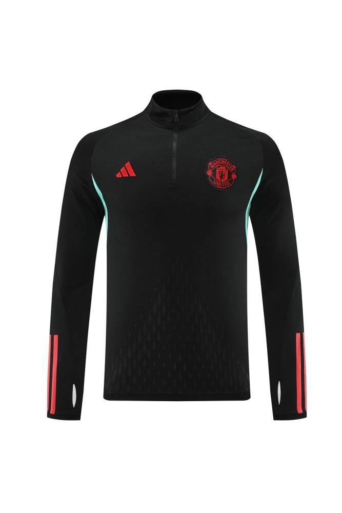 25/26 Manchester United Black Half Zipper Jacket+Long Pants