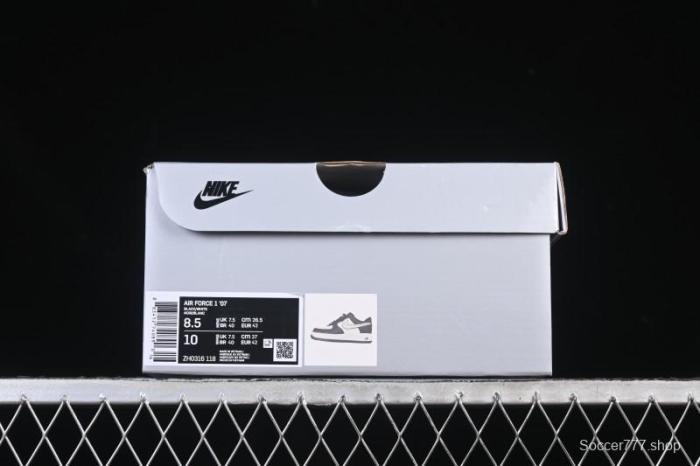 Nike Air Force 1'07 Low Black White Cracked Leather Casual Sneakers - ZH0316-118