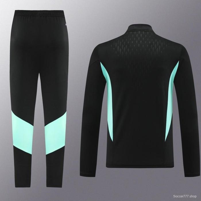 25/26 Manchester United Black Half Zipper Jacket+Long Pants