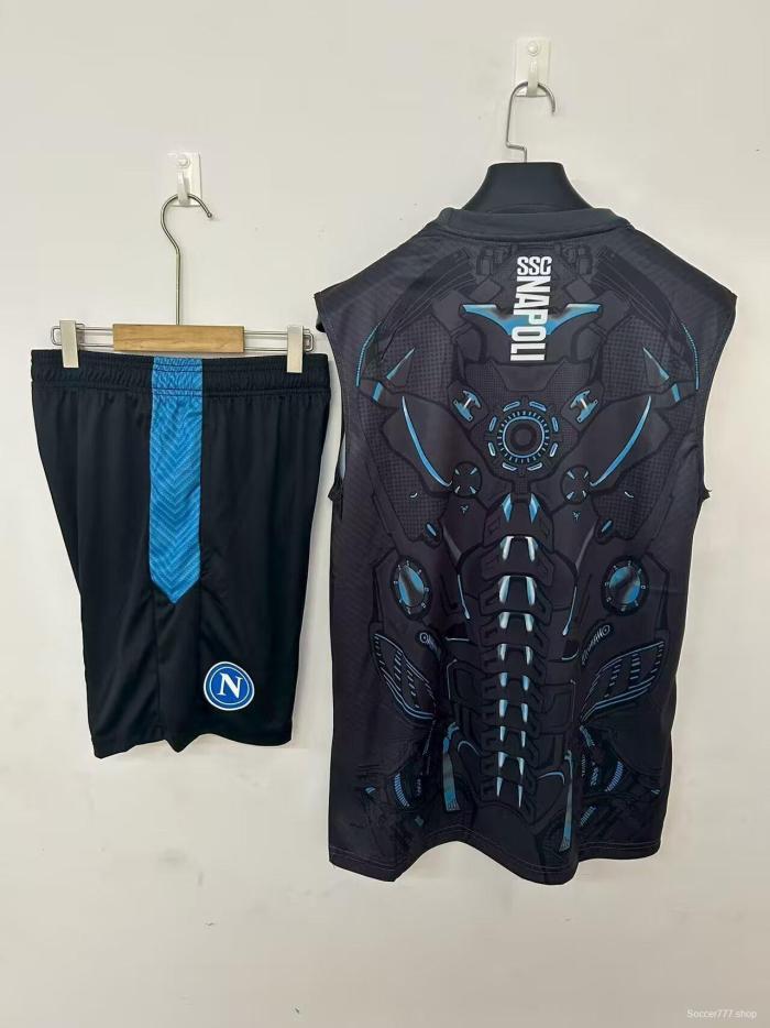 25/26 Napoli Black Vest Jersey Black+ Shorts