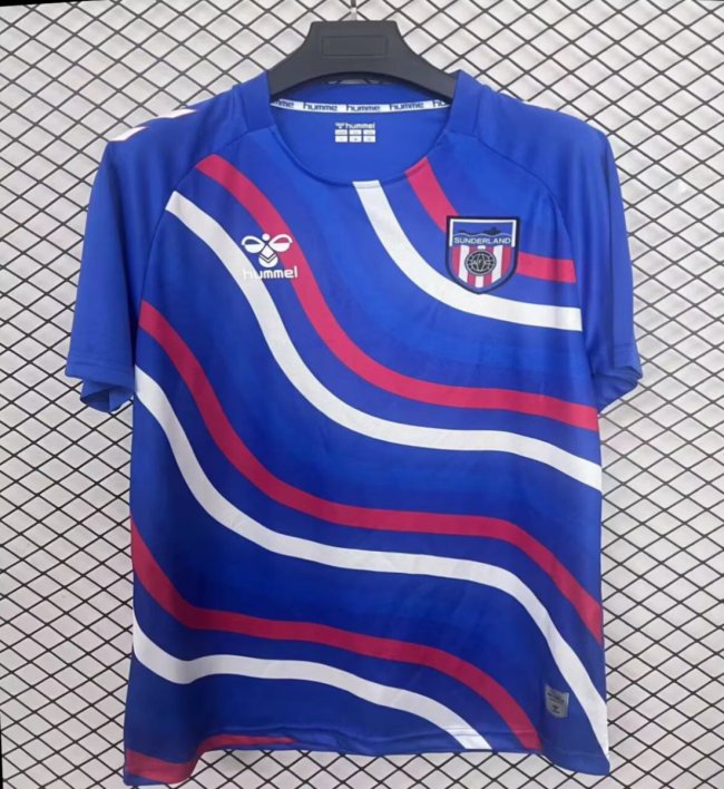 25/26 Sunderland Blue with Flowing Wave Stripes Pre-Match Jersey
