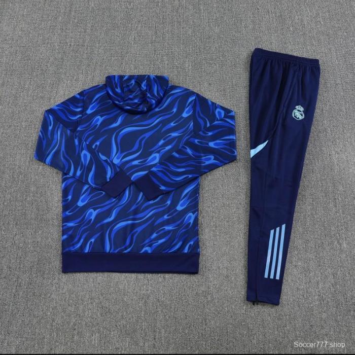25/26 Real Madrid Blue Hoodie +Long Pants