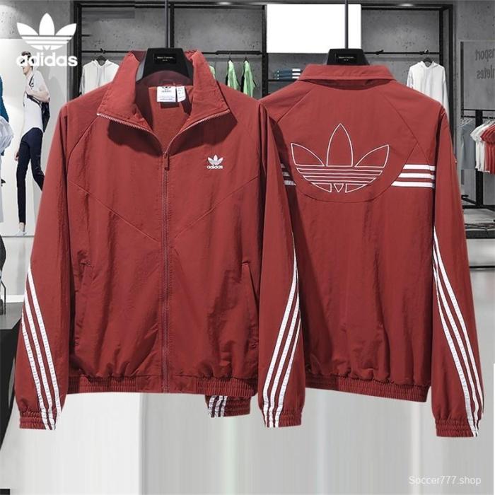 2025 Adidas Original Blue/Brick red/Bright Red/BLACK Full Zipper Windbreaker 4 Colors