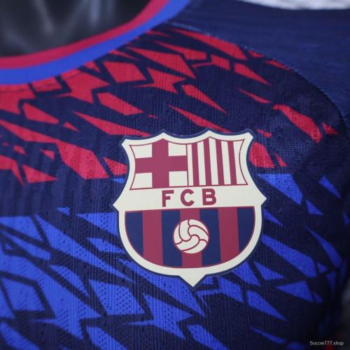 Player Version 25/26 FC Barcelona Navy Blue with Red and Blue Abstract Pattern Jersey