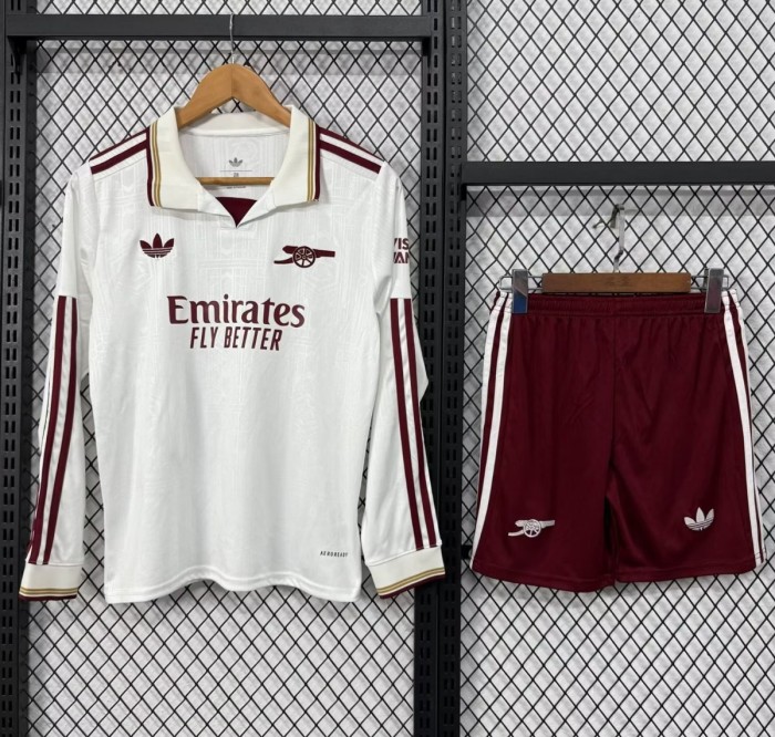 25/26 Kids Arsenal Third White Long Sleeve Jersey