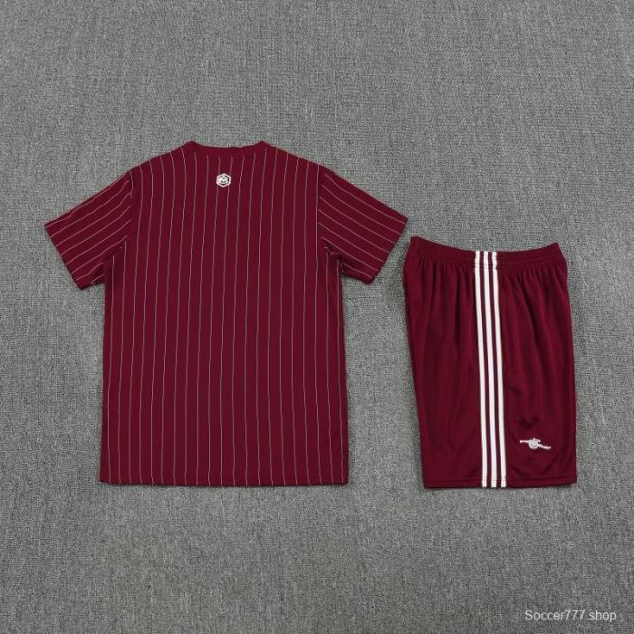 25/26 Arsenal Adidas Original Wine Short Sleeve Jersey+Shorts