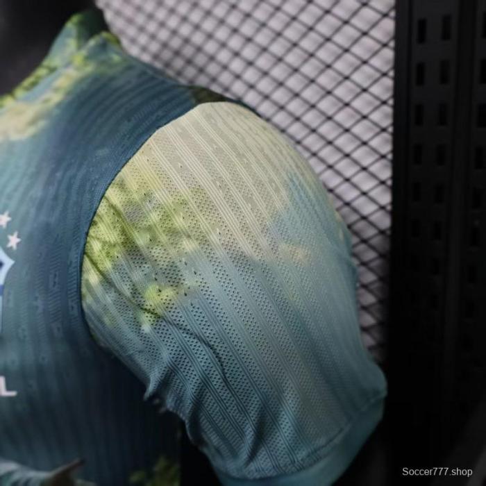 Player Version 2025 Brazil Light Blue with Jesus Christ Religious Artwork Jersey