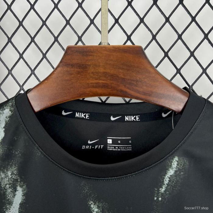 2025 NIKE Training Black with Abstract Paint Pattern T-Shirt #1045