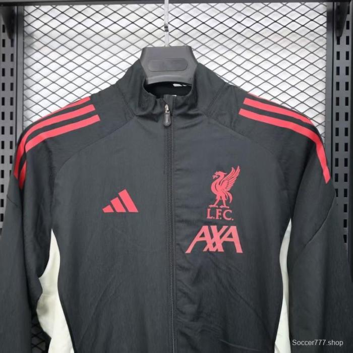 25/26 Liverpool Black Windbreaker (with Inner Lining)