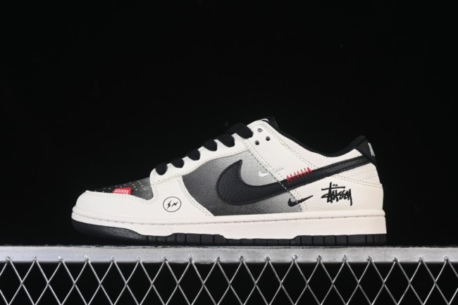 Nike SB Dunk Low Stussy Collaboration Lightning Fade Beige Black Anniversary Custom Low-Top Casual Skate Shoes - QW5836-020