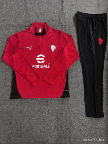 25/26 Kids AC Milan Red Camouflage Half Zipper Jacket+Long Pants