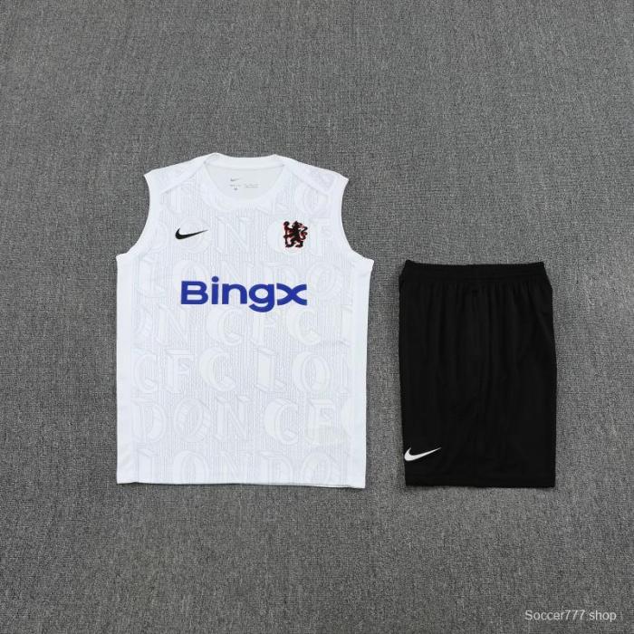 25/26 Chelsea White Vest Jersey+Shorts