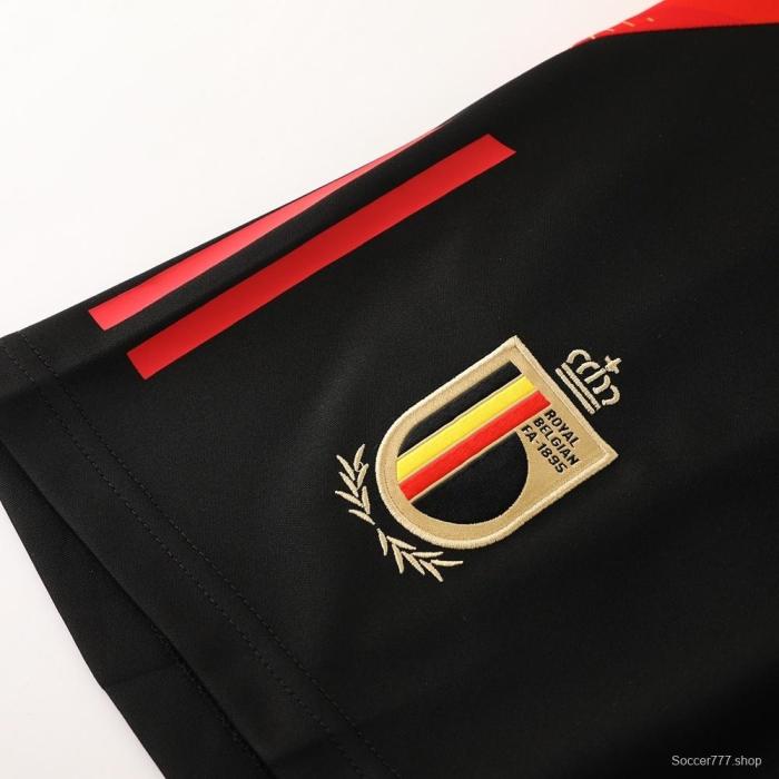 2025 Belgium Black Short Sleeve+Soccer Shorts