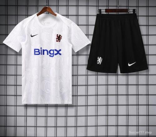 25/26 Chelsea White Short Sleeve Jersey+Shorts