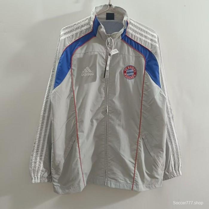 25/26 Adidas FC Bayern Munich Vintage Track Jacket - Silver/Blue Classic Edition Windbreaker
