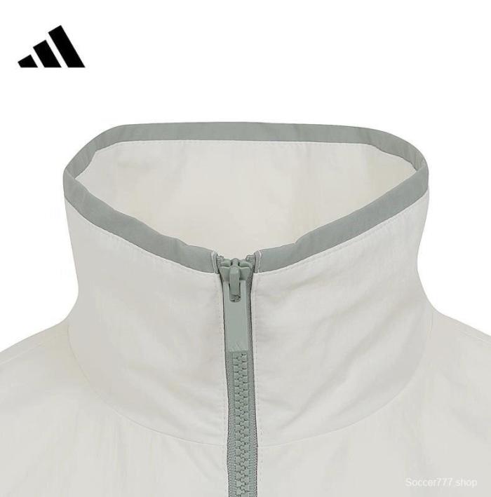 2025 Adidas Cream Colored Nylon Taslon Full Zipper Windbreaker
