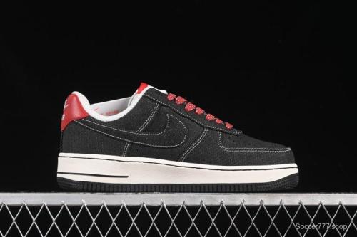 Nike Air Force 1'07 Low Stussy Collaboration Dark Grey Woven Casual Sneakers - LW9279-002