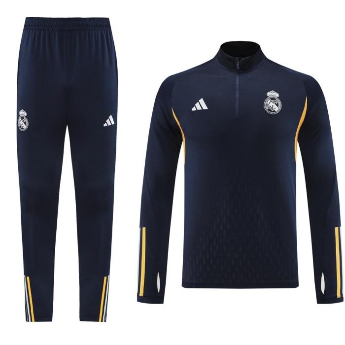25/26 Real Madrid Royal Blue Half Zipper Jacket+Long Pants