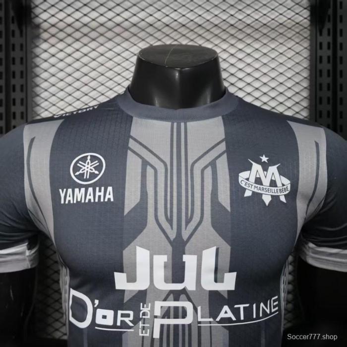 Player Version 25/26 Olympique de Marseille Grey with Geometric Stripes Jersey