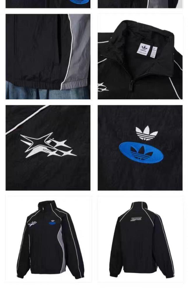 2025 Adidas originals Grey Full Zipper Windbreaker