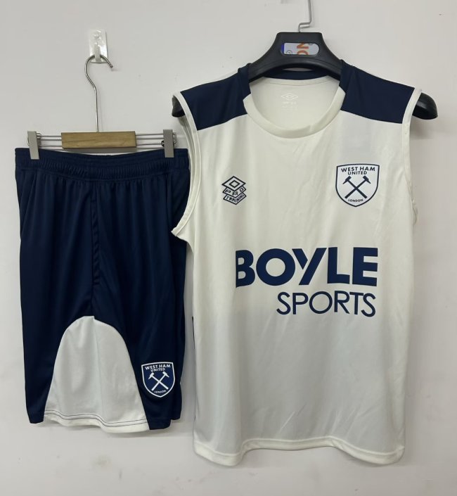 25/26 West Ham United Vest Jersey Beige+ Shorts