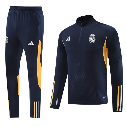 25/26 Real Madrid Royal Blue Half Zipper Jacket+Long Pants