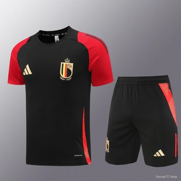 2025 Belgium Black Short Sleeve+Soccer Shorts