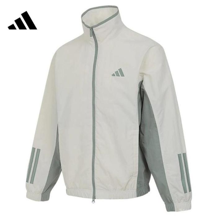2025 Adidas Cream Colored Nylon Taslon Full Zipper Windbreaker