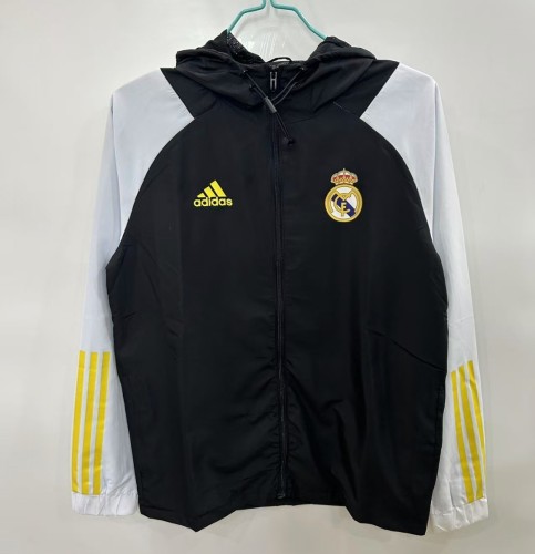 25/26 Real Madrid Black/White Hoodie Windbreaker
