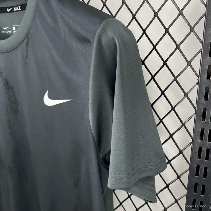 2025 NIKE Training Dark Grey with Abstract Paint Brush Pattern T-Shirt #1045