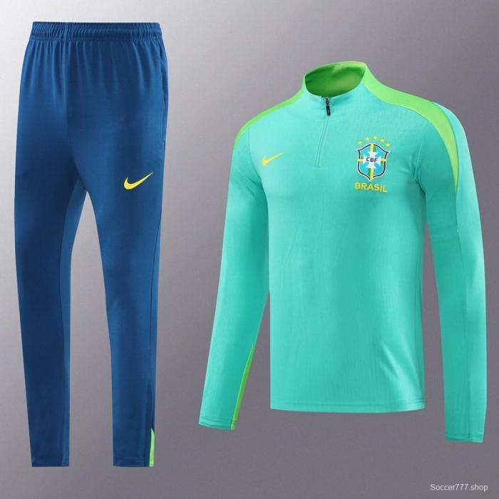 2025 Brazil Lake Green Half Zipper Jacket+Long Pants