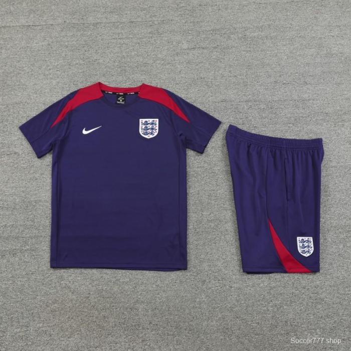 2025 England Purple Short Sleeve+Soccer Shorts