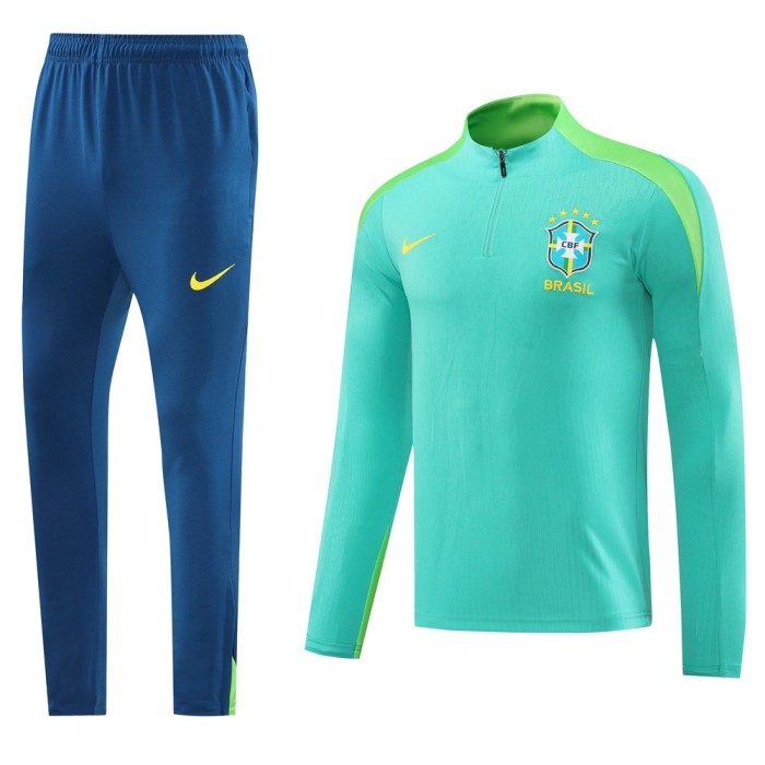 2025 Brazil Lake Green Half Zipper Jacket+Long Pants