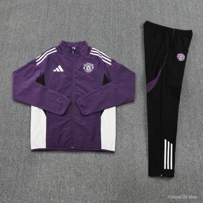 25/26 Manchester United Purple S-2XL Half Zipper Jacket+Long Pants