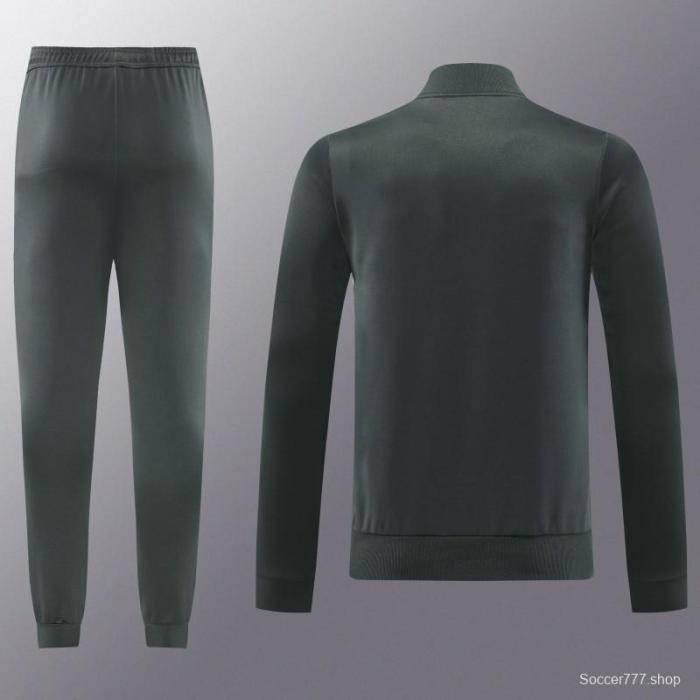 25/26 Manchester United 08 Dark Gray Half Zipper Jacket+Long Pants S-2XL