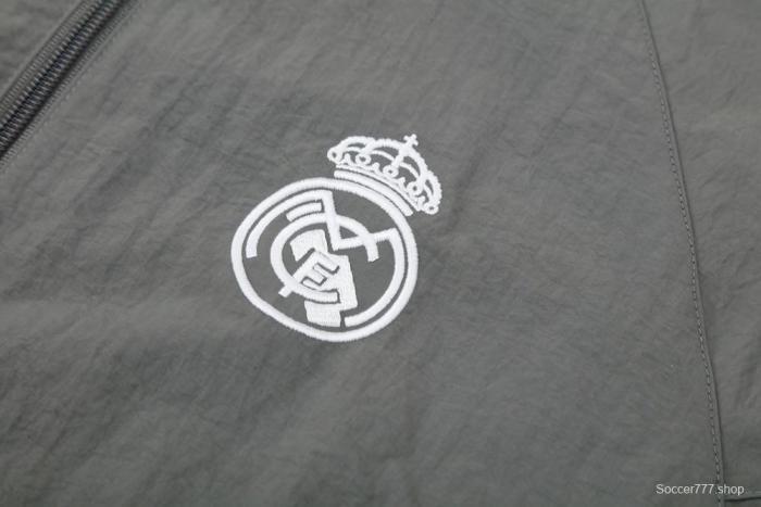 25/26 Real Madrid Grey S-3XL Half Zipper Jacket+Long Pants